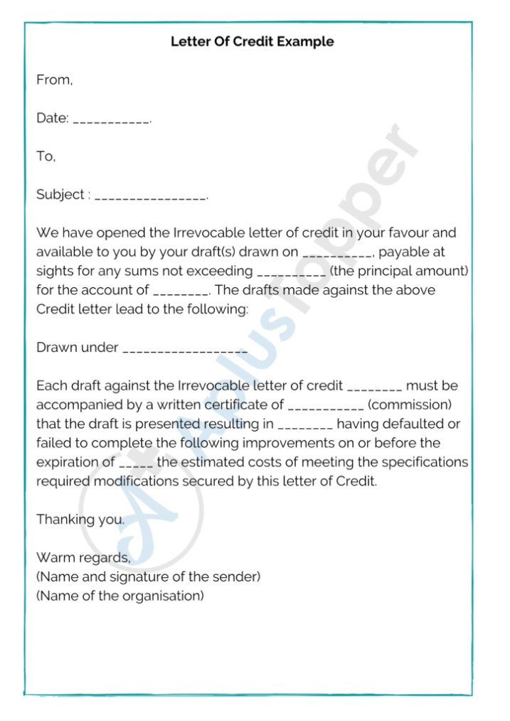 10+ Sample Letter Of Credit | Format, Template And Examples Of Letter Pertaining To Letter Of Credit Draft Template