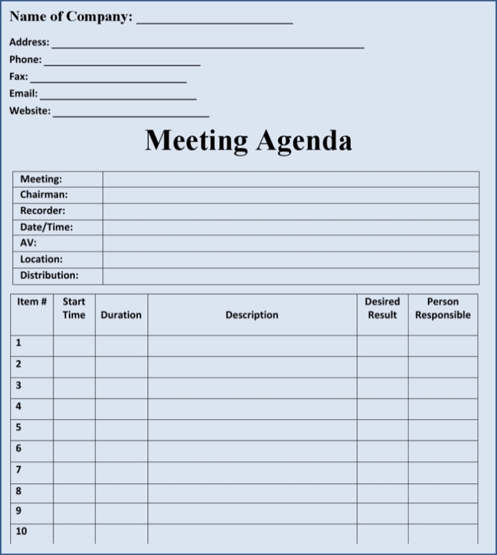 11+ Blank Meeting Agenda Templates Free Download Intended For Meeting Agenda Notes Template