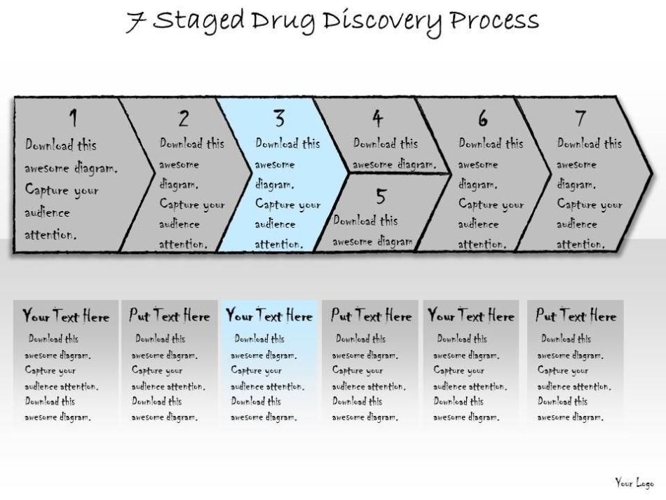 1113 Business Ppt Diagram 7 Staged Drug Discovery Process Powerpoint Pertaining To Business Process Discovery Template