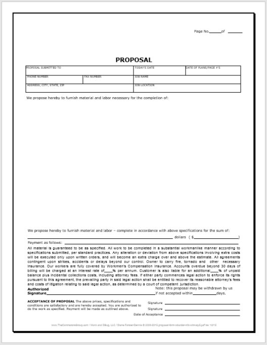 14 Free Construction Proposal Templates In Ms Word Templates Within Free Contractor Proposal Template