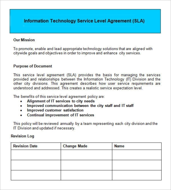 14+ Sample Service Level Agreement Templates - Pdf, Word, Pages Throughout Standard Sla Agreement Template