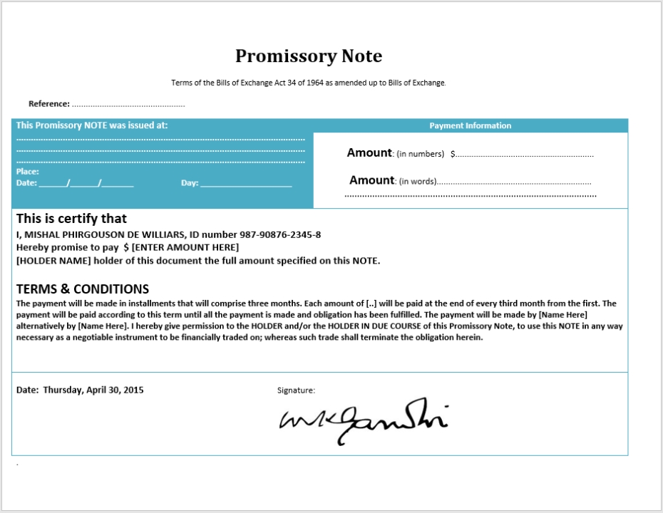 17 Free Promissory Note Templates In Ms Word Templates With Free Installment Promissory Note Template