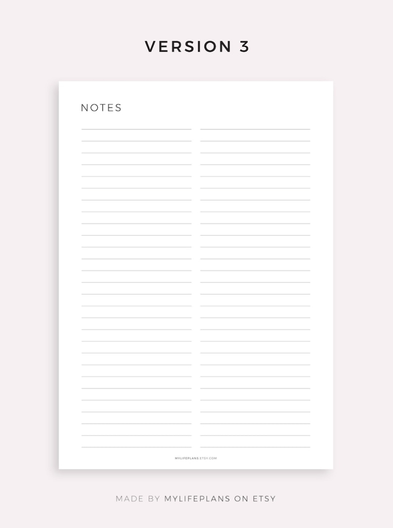2 Column Notes Page Printable Notes Template Writing Paper - Etsy Ireland inside Two Column Notes Template