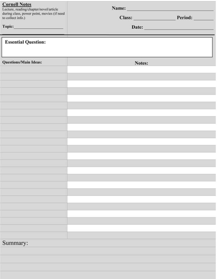 22 Cornell Note Taking Template Word - Free Popular Templates Design For Note Taking Template Word
