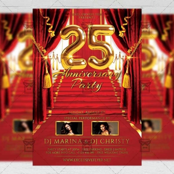 25 Anniversary Party - Club A5 Flyer Template | Exclsiveflyer | Free Inside Anniversary Flyer Template Free
