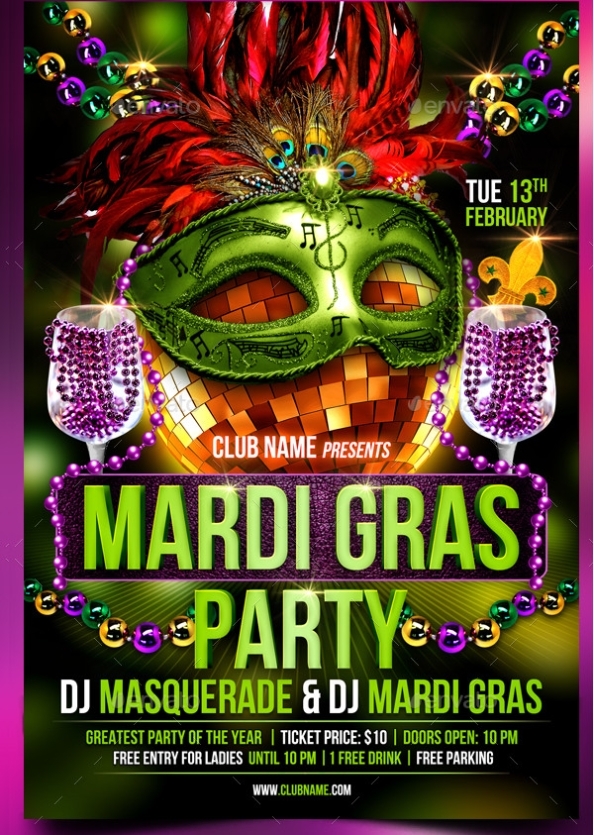 27+ Mardi Gras Party Flyer Templates - Free &amp; Premium Download with regard to Free Templates For Party Flyers