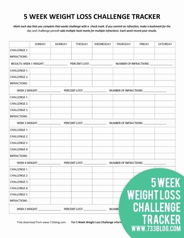 30 Weekly Weight Loss Tracker | Example Document Template with Weight Loss Agreement Template