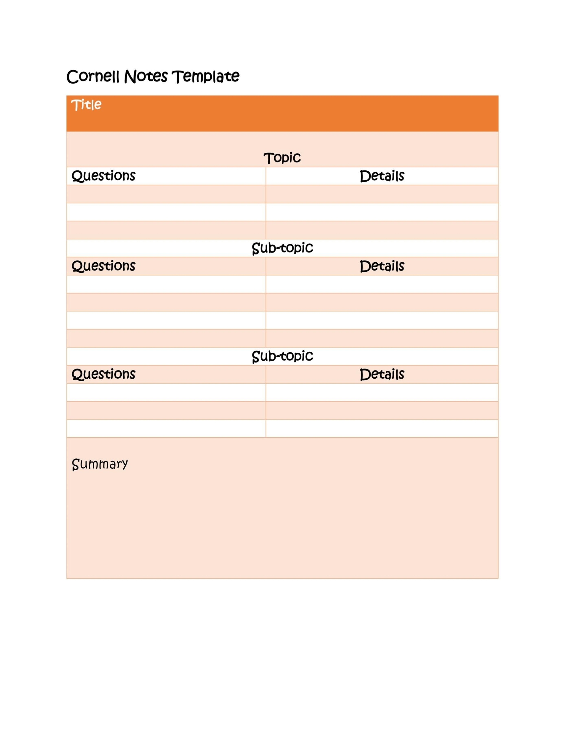 37 Cornell Notes Templates & Examples [Word, Excel, Pdf] ᐅ Regarding Lecture Note Template