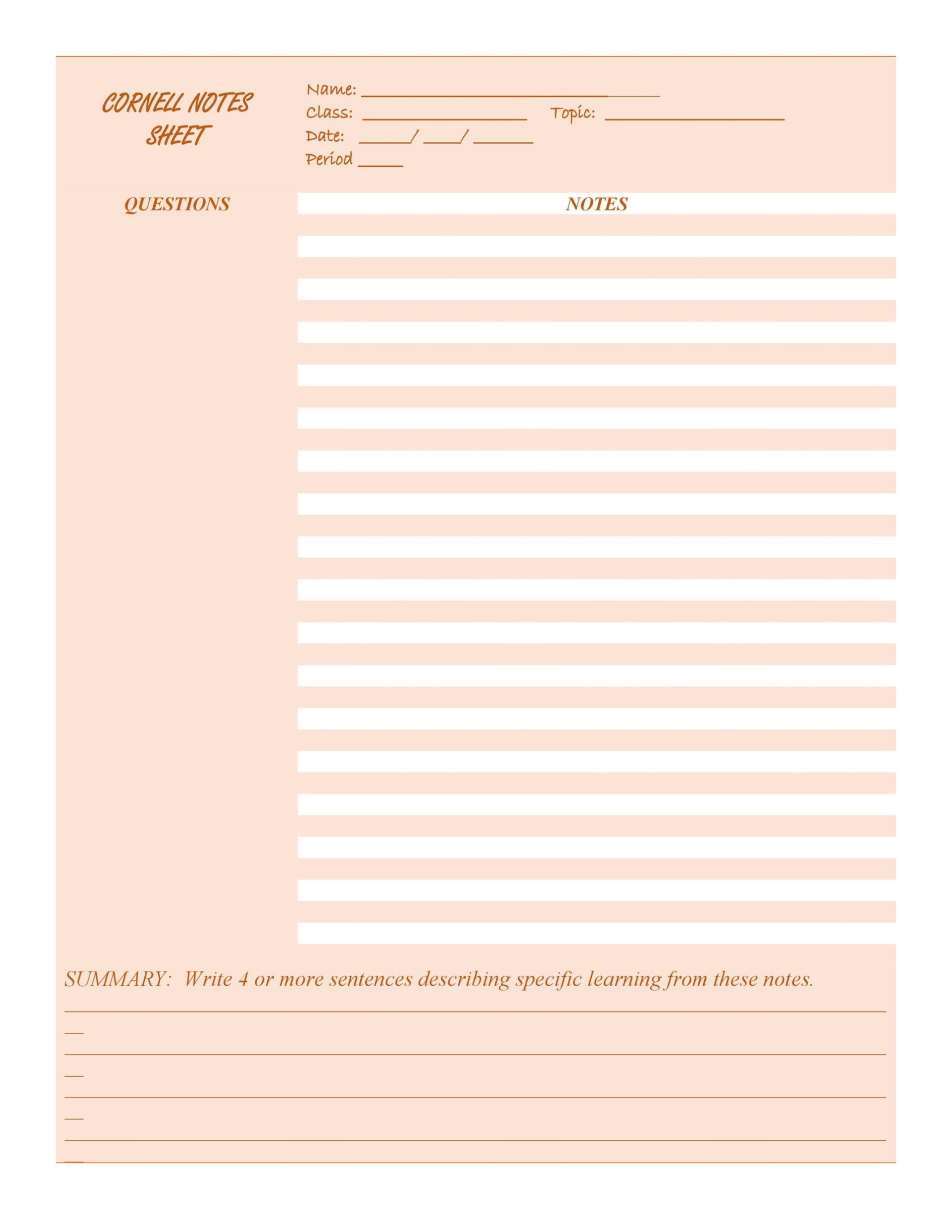 37 Cornell Notes Templates &amp; Examples [Word, Excel, Pdf] ᐅ throughout Cornell Notes Template Doc