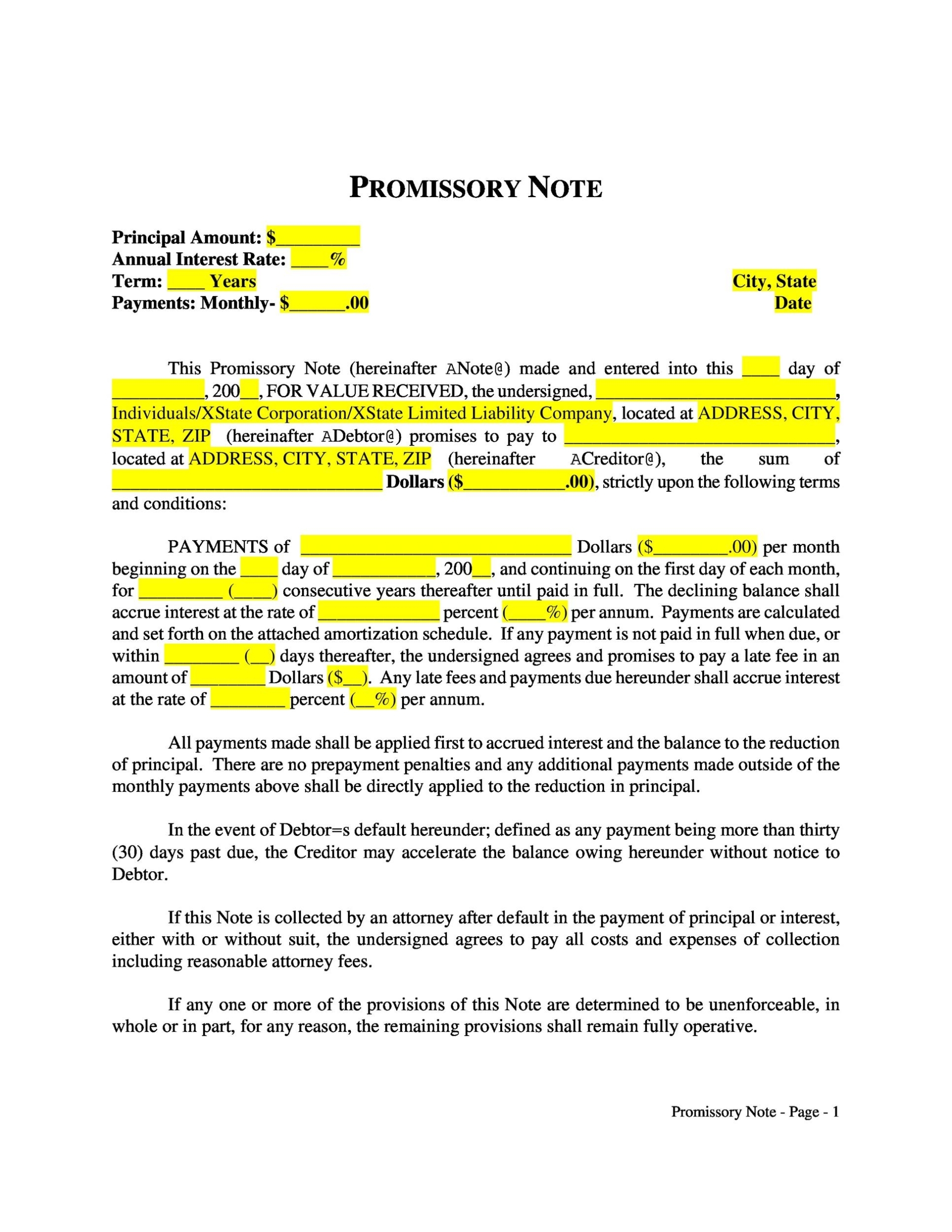 45 Free Promissory Note Templates & Forms [Word & Pdf] ᐅ Templatelab Intended For Free Installment Promissory Note Template