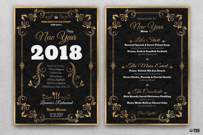 50+ Amazing Christmas And New Year'S Eve Flyers For The Holiday Season Throughout New Years Eve Menu Template