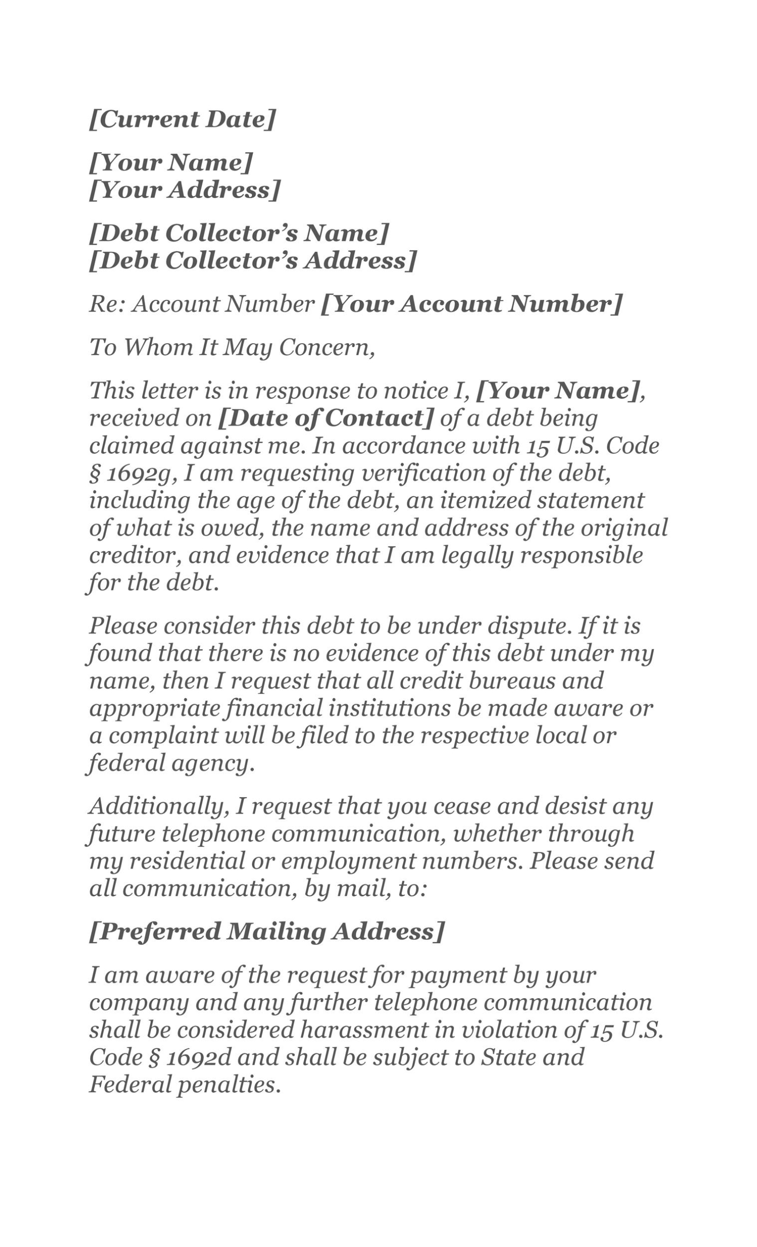 50 Free Debt Validation Letter Samples & Templates ᐅ Templatelab Regarding Debt Validation Letter Template