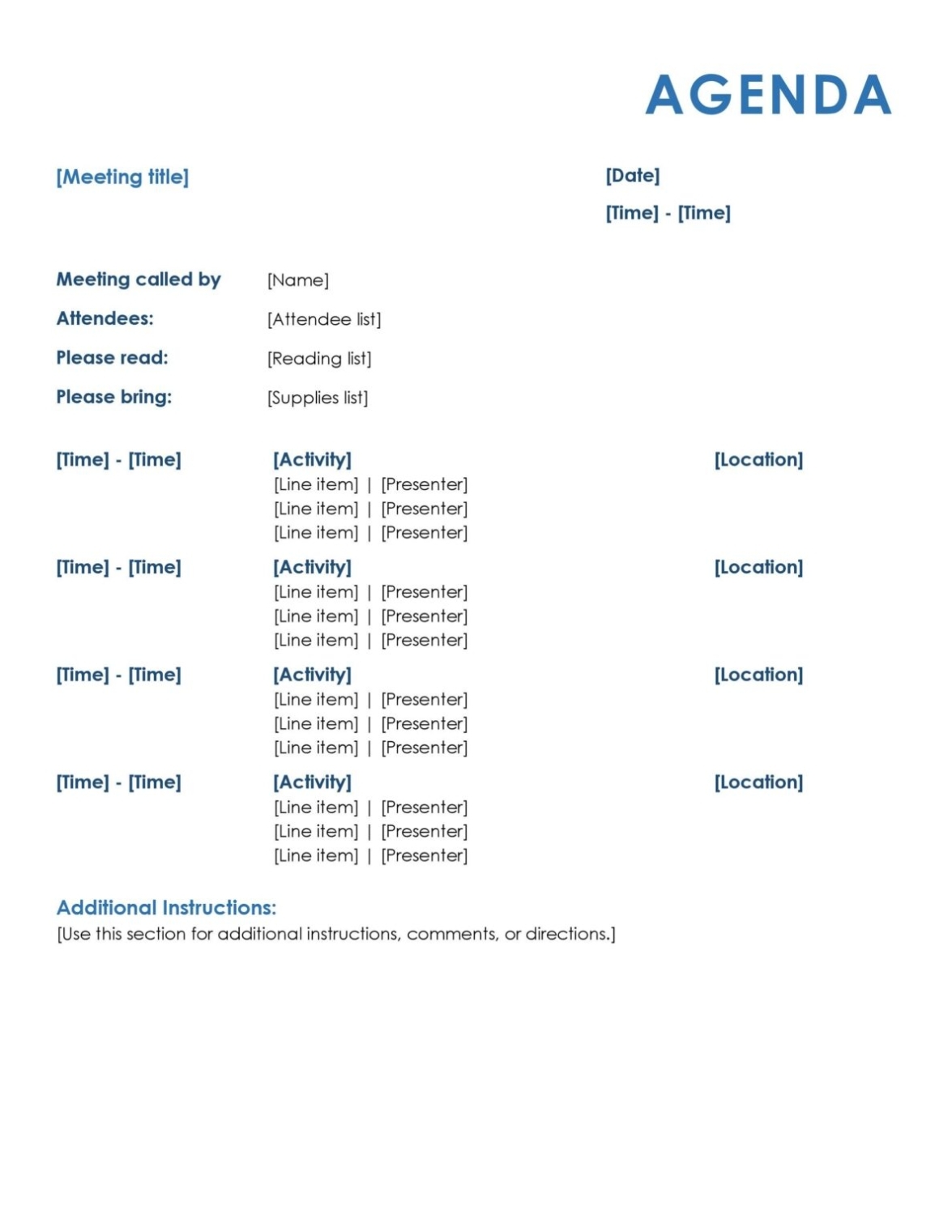 51+ Free Meeting Agenda Templates - Word Excel Pdf Formats regarding Agendas For Meetings Templates Free
