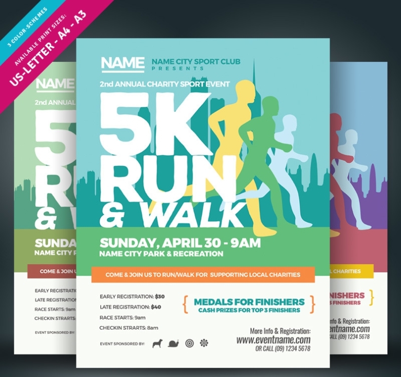 5K Run & Walk Event Flyer & Poster - Corporate Identity Template For 5K Flyer Template