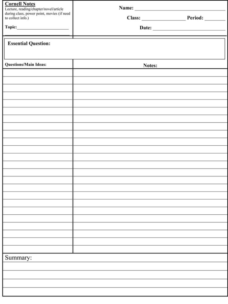 64 Free Cornell Note Templates (Cornell Note Taking Explained) within Microsoft Word Note Taking Template