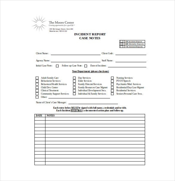 7+ Case Notes Templates - Free Sample, Example, Format Download! | Free Pertaining To Case Notes Social Work Template