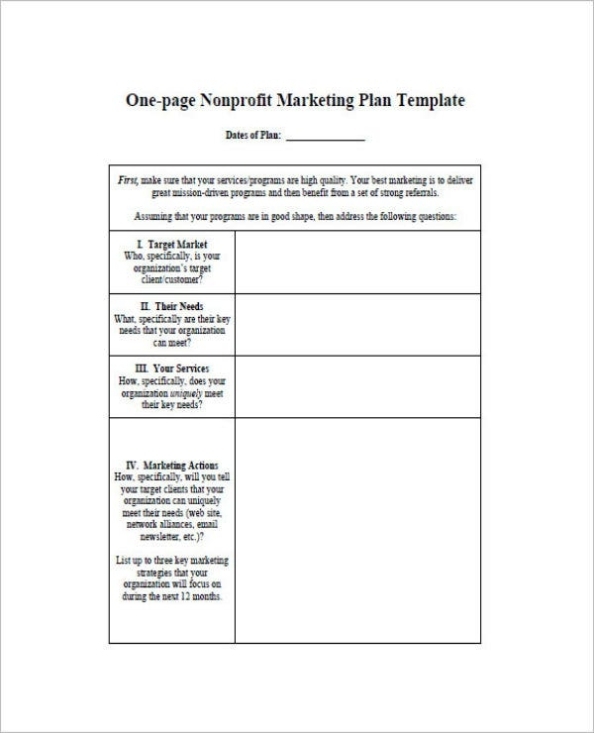 7+ One Page Marketing Plan Templates - Pdf, Word | Free & Premium Templates Regarding Very Simple Business Plan Template