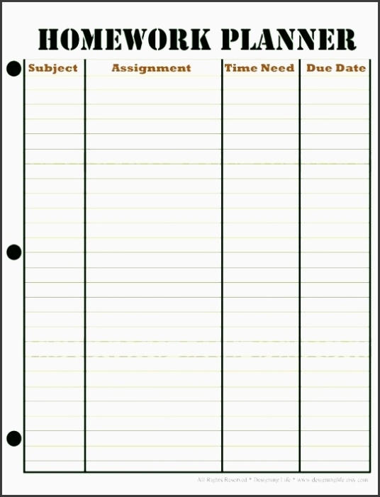 8 Student Assignment Planner Online For Free - Sampletemplatess With Homework Agenda Template