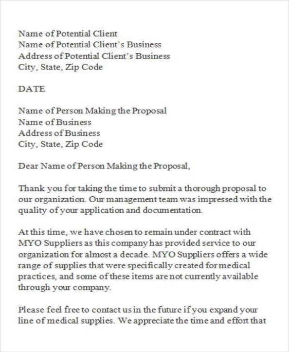 9+ Business Rejection Letters - Free Sample, Example Format Download Inside Proposal Rejection Letter Template