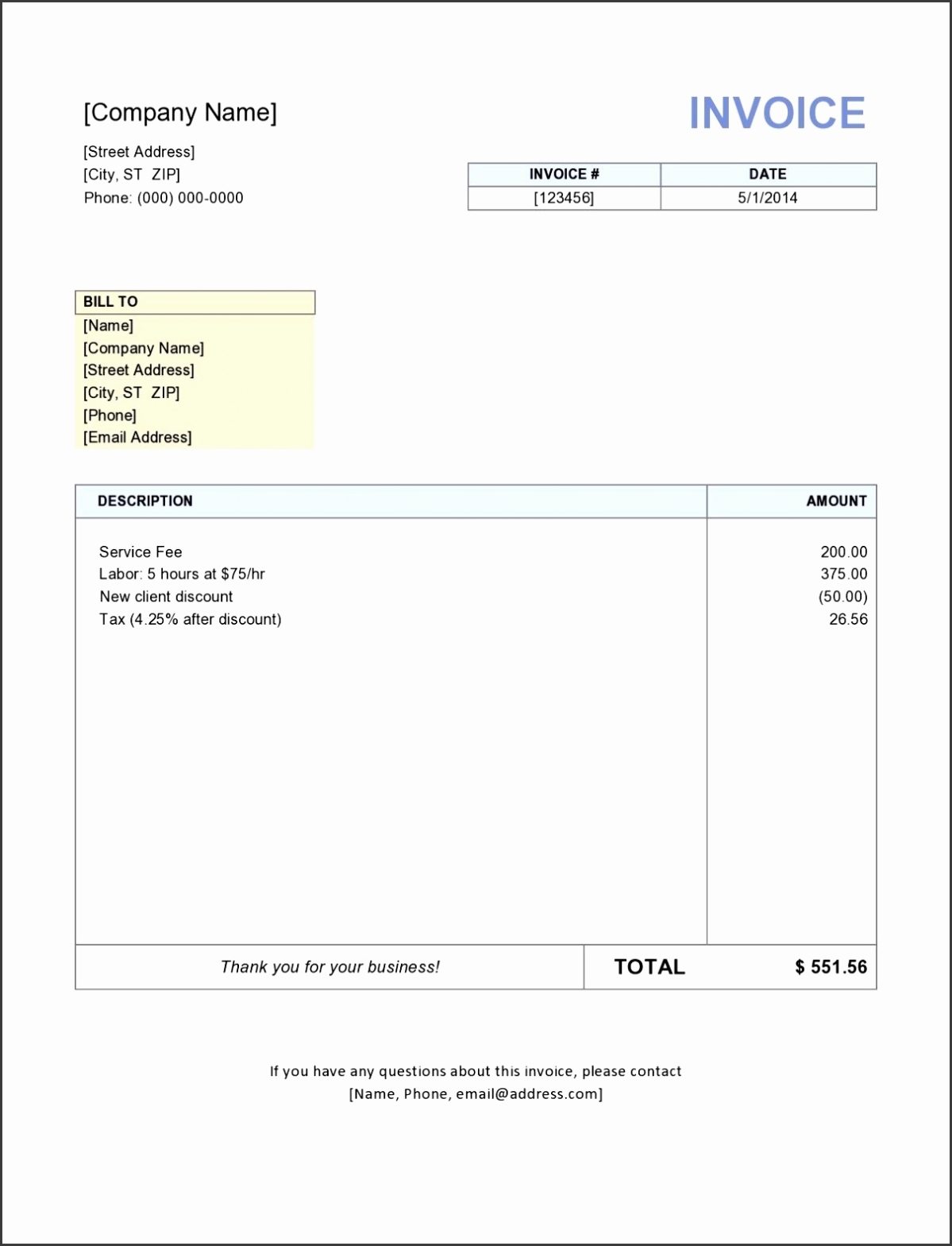 9 Free Contractor Invoice Template - Sampletemplatess - Sampletemplatess Throughout Contractor Invoices Templates
