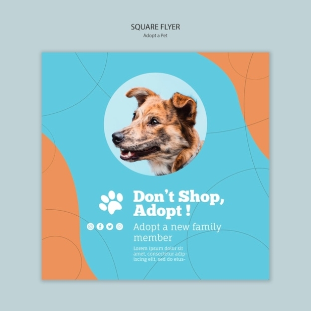 Adopt A Pet Square Flyer Template | Free Psd File Pertaining To Dog Adoption Flyer Template