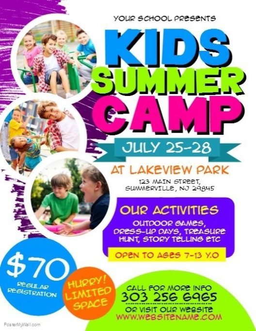 Adorable Kids Colorful Flyer (15 Examples) Regarding Summer Camp Flyer Template Free