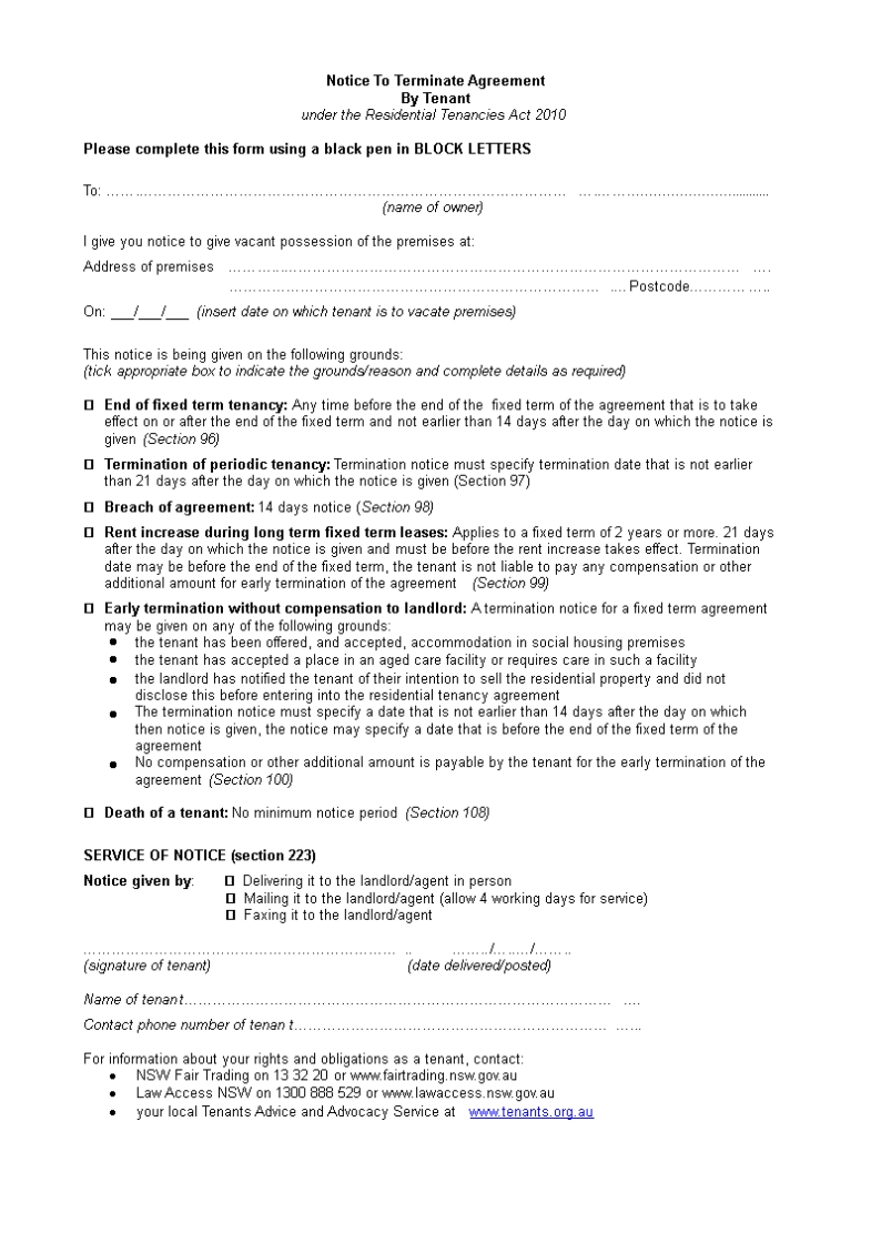 Agreement Termination Notice Letter Templates At Pertaining To Advocacy Letter Template