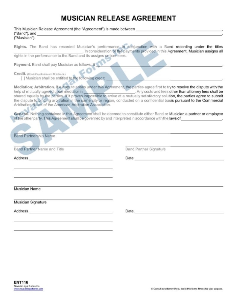 Agreement With Music Publisher For Use Of Song Sample | Nevada Legal With Regard To Songwriter Agreement Template