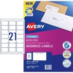 Avery Quick Peel Laser Labels L7160 White 21 Per Sheet | Officemax Nz regarding Officemax Label Template