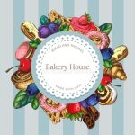 Bakery Or Pastry Label, Round Composition, Badge With Sweet Desserts with Sweet Labels Template