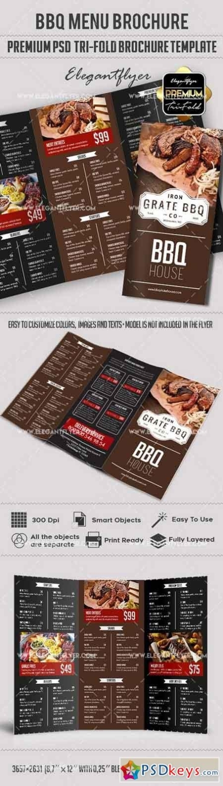 Bbq Menu - Premium Tri-Fold Psd Brochure Template Food Menu » Free intended for Tri Fold Menu Template Photoshop