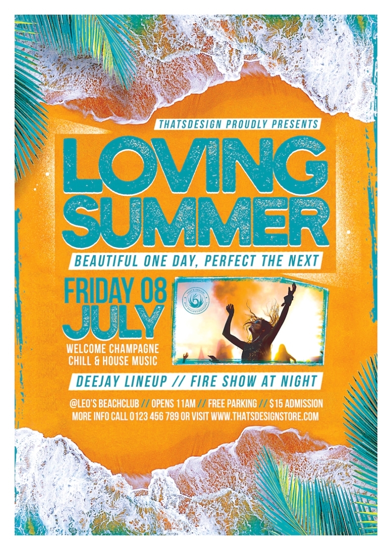 Beach Party Flyer Template V9 | Summer Flyers Design Store intended for Summer Event Flyer Template
