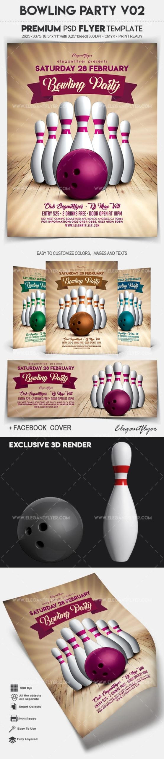 Bowling Party V02 - Flyer Psd Template | By Elegantflyer With Regard To Bowling Party Flyer Template