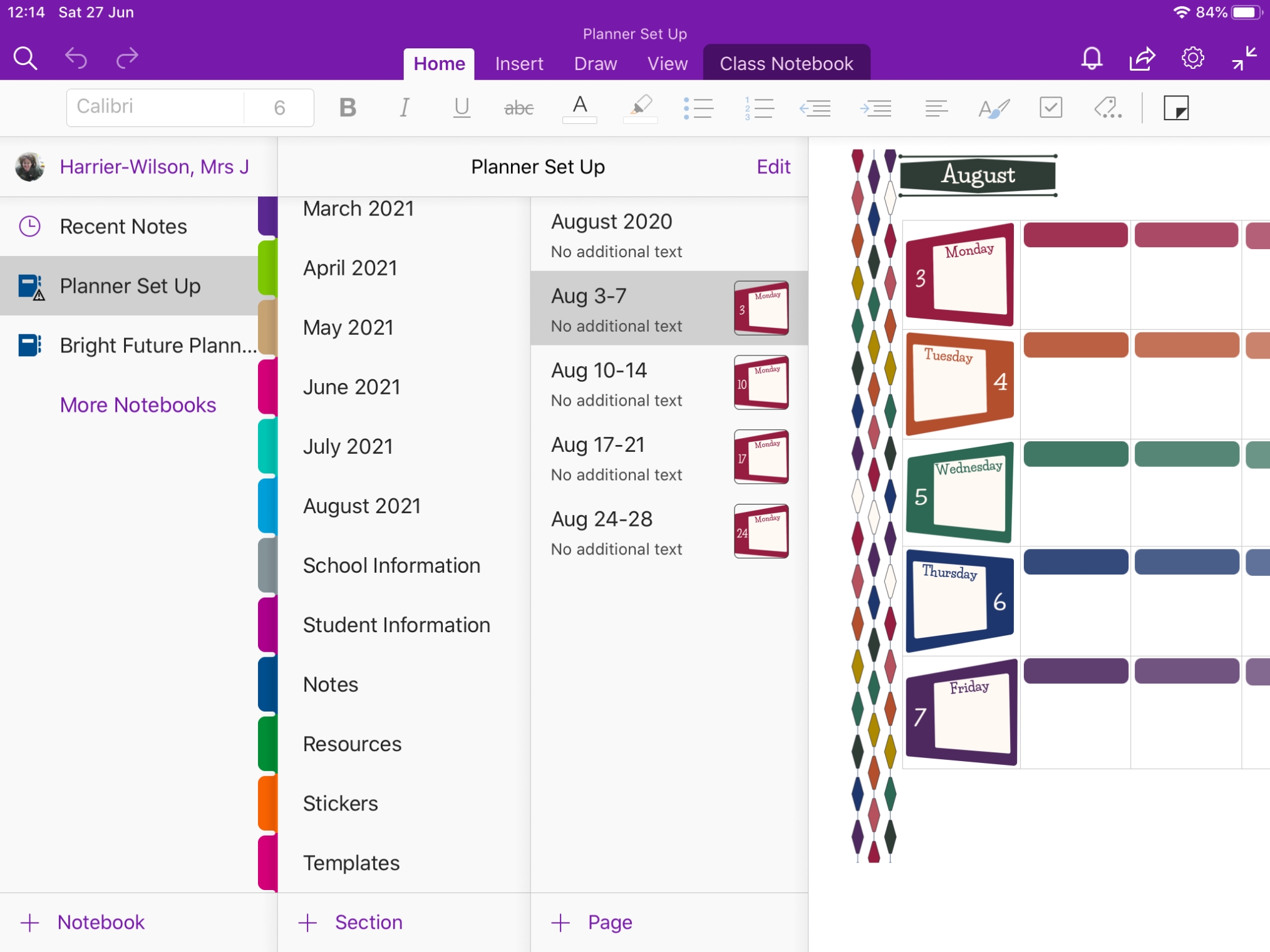 Bright Future 2020 2021 Free Digital Teacher Planner For Onenote - Mrs For One Note Templates