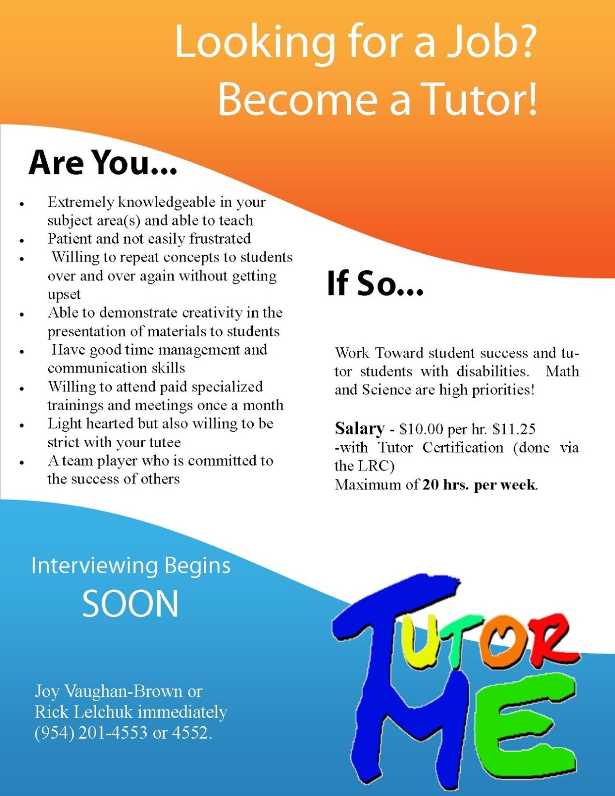 Broward College'S Education Pathway: July 2011 In Tutoring Flyer Template