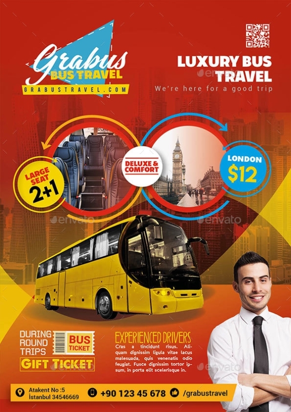Bus Travel Flyer By Duruland | Graphicriver Intended For Bus Trip Flyer Templates Free