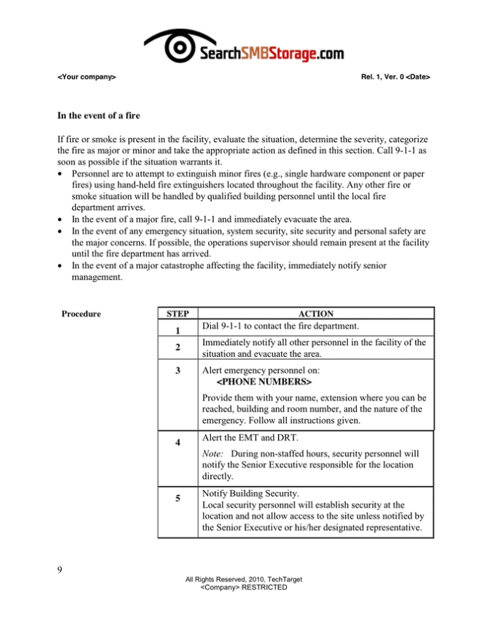 Business Continuity Plan Template In Word And Pdf Formats - Page 9 Of 25 Throughout Business Continuity Management Policy Template