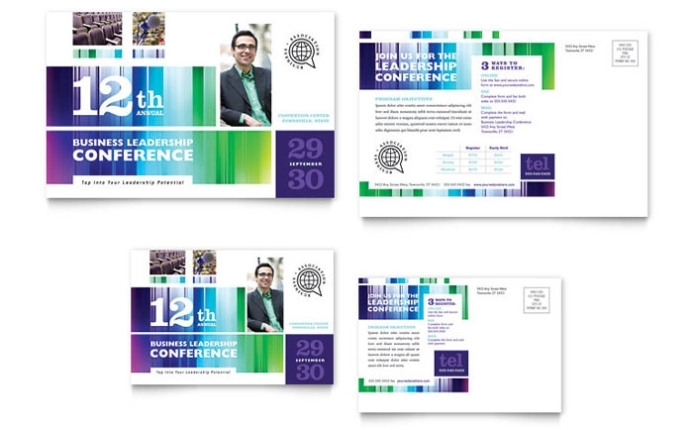 Business Leadership Conference Postcard Template - Word &amp; Publisher for Postcard Size Template Word