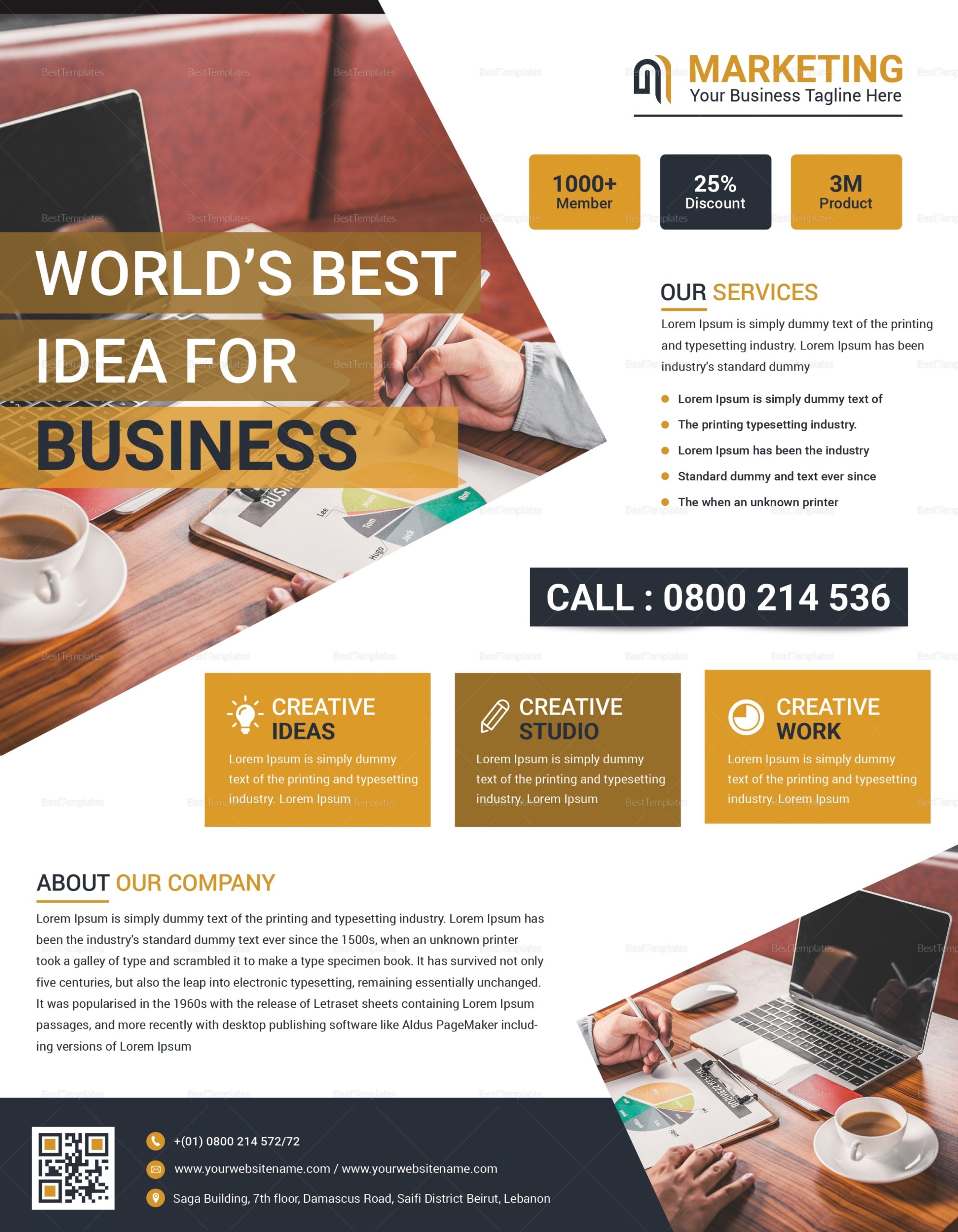 Business Marketing Flyer Design Template In Word, Psd, Publisher within Business Flyer Templates Free Printable