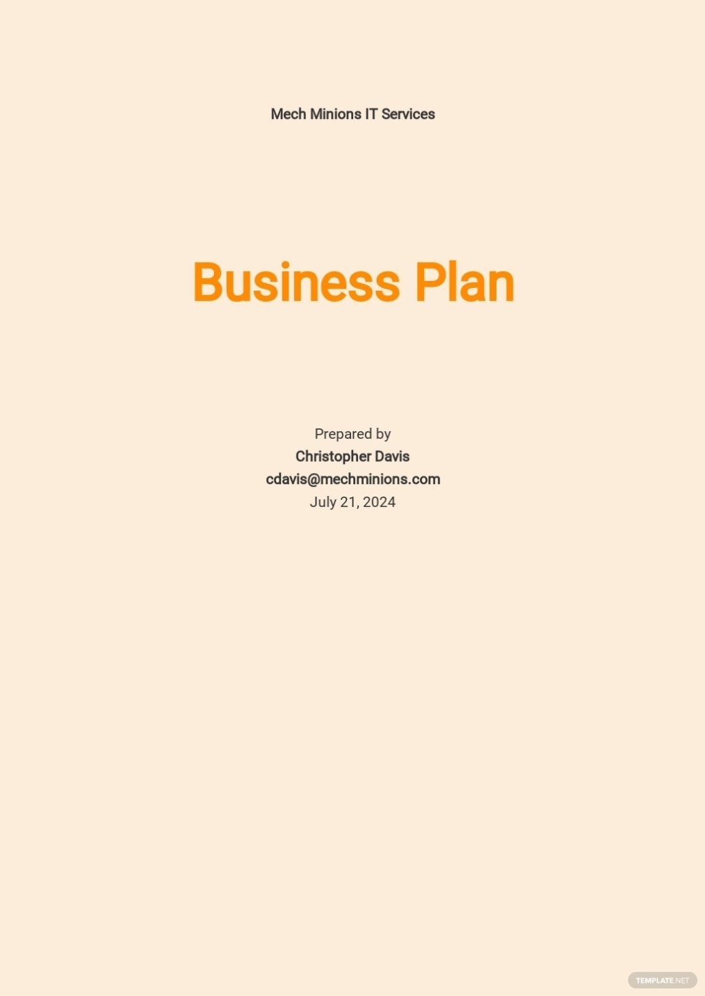 Business Plan Cover Page Template For Business Plan Cover Page Template