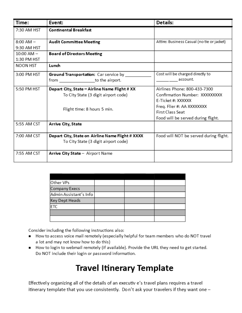 Business Travel Itinerary | Templates At Allbusinesstemplates Throughout Business Travel Itinerary Template Word