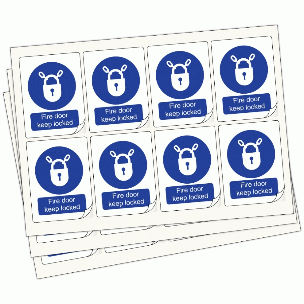 Buy Fire Door Keep Locked Labels | Mandatory Stickers Regarding Door Label Template
