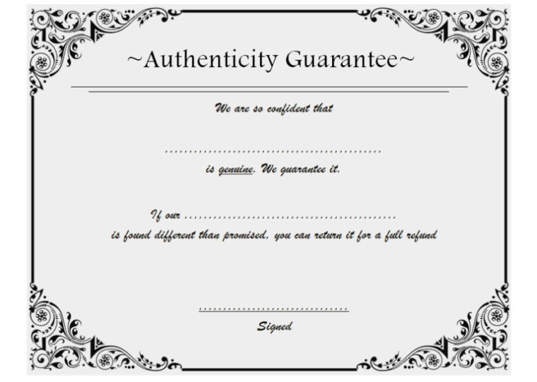 Certificate Of Authenticity Free Template [10+ Ideas Vary] Inside Letter Of Authenticity Template