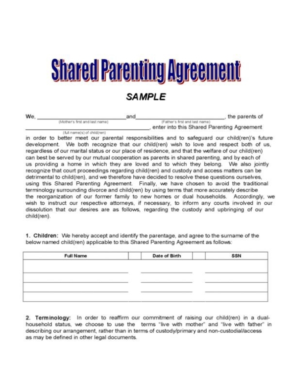 Child Custody Agreement Template | Shatterlion Pertaining To Unmarried Separation Agreement Template