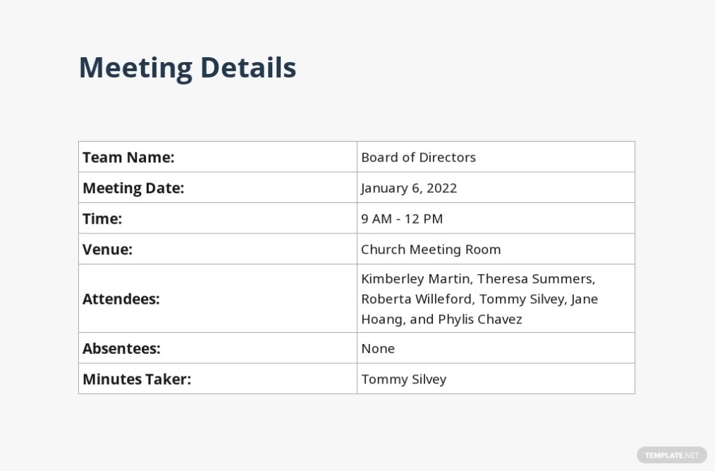 Church Board Of Directors Meeting Minutes Template [Free Pdf] - Google With Regard To Board Of Directors Meeting Minutes Template