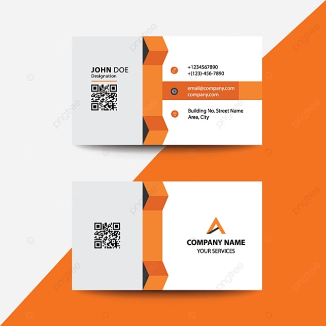 Clean Flat Design Orange Fold Style Corporate Business Visiting Card Within Fold Over Business Card Template