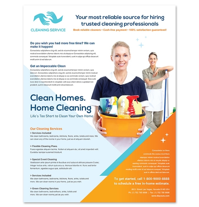 Cleaning & Janitorial Services Flyer Template Design With Regard To Cleaning Company Flyers Template