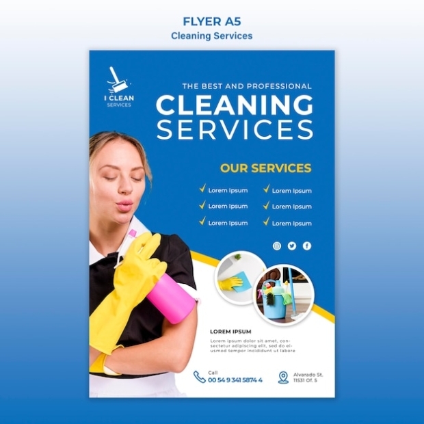 Cleaning Service Concept Flyer Template | Free Psd File Throughout Cleaning Flyers Templates Free