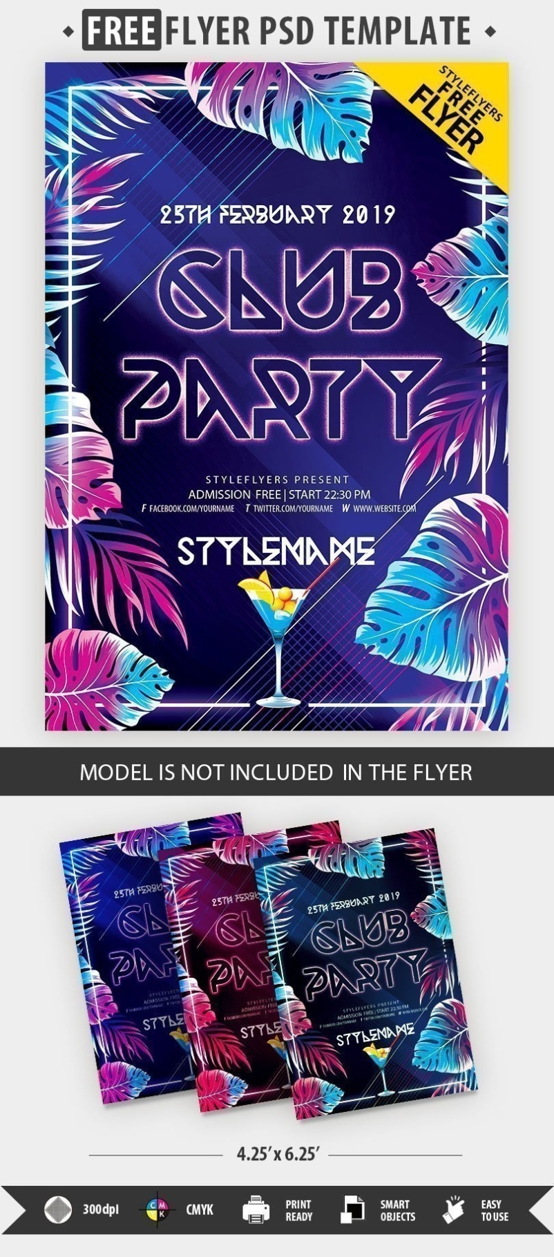 Club Party Free Psd Flyer Template Free Download #33795 - Styleflyers Pertaining To Free Printable Flyers Templates