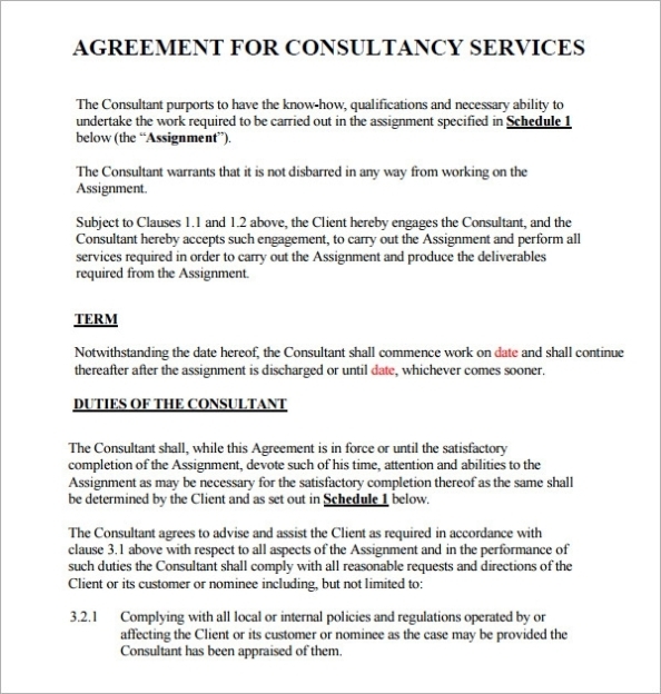 Consulting Agreement - 7 Free Pdf , Doc Download with regard to Consulting Service Agreement Template